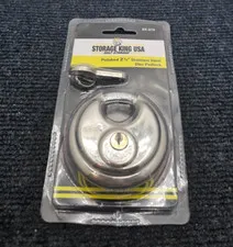 STORAGE KING SK-870: Polished 2 3/4" Stainless Steel Disc Padlock 70mm