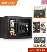 1.2 Cuft Small Home Safe Fire and Waterproof, Anti-theft Fireproof Safe Box w...