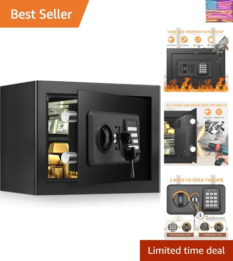 1.2 Cuft Small Home Safe Fire and Waterproof, Anti-theft Fireproof Safe Box w...