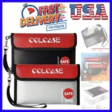 Fireproof Money Bag8.3x5 inches, 2 Pack Fireproof and Waterproof Cash Bag wit...