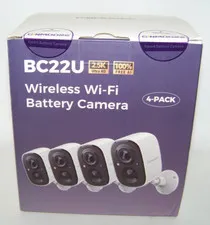 Cinmoore BC22U Wireless WiFi Battery Security Camera 4 Pack 2-Way Audio, SEALED
