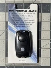 BELT CLIP MINI PERSONAL ALARM w/ FLASHLIGHT 120dB in BLACK #SB-PAL120BLK (SS2)