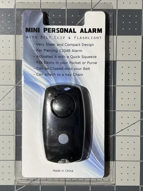 BELT CLIP MINI PERSONAL ALARM w/ FLASHLIGHT 120dB in BLACK #SB-PAL120BLK (SS2)