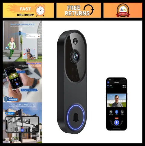 1080P Wireless Doorbell Camera, Indoor/Outdoor Security, Night Vision, Motion De