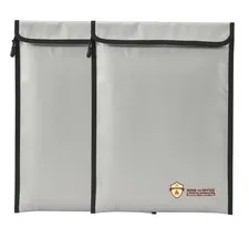 2 PCS Fireproof Document Bag 15x11 Inch Waterproof Money Safe Cash Silver
