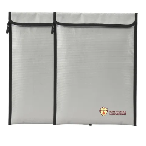 2 PCS Fireproof Document Bag 15x11 Inch Waterproof Money Safe Cash Silver