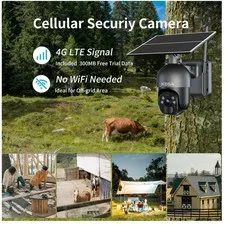 Wireless Outdoor Camera Solar Powered | 2K HD PTZ 360° View