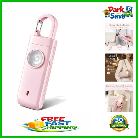Pink 130dB Personal Alarm Keychain with Clip-On Design for Women’s Safety
