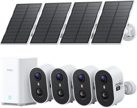 ⭐️3K/5MP Solar Security Cameras Wireless Outdoor, Ultra-Wide-Angle,  4 cameras…