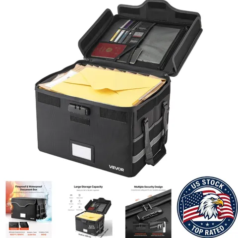 Portable Fireproof & Waterproof Document Storage Box - Large Capacity Organizer