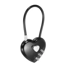 Combination Padlock (4.3 Inch, Black), 3-Digit Heart Shaped Combo Padlock