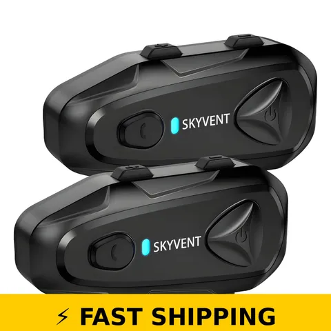 SKYVENT Q4 Motorcycle Bluetooth Intercom Headset, Dual Pack