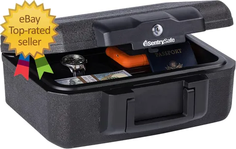 Fireproof Money Safe with Key Lock Black Lock Box with Portable Carrying Handle