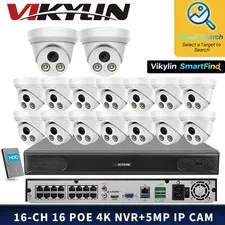 VIKYLIN SmartFind 16POE 16CH NVR CCTV Full Color MIC 5MP Security Camera Kit Lot