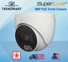 SuperLive CCTV IP PoE Camera 8MP/4K Turret Builtin-Mic 2.8mm Lens DualLight NDAA