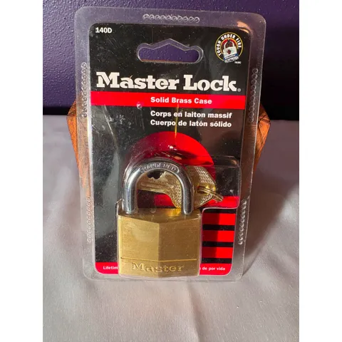 Master Lock Padlock Lot 140D Solid Brass & 4100RJ Safety Lockout Red with Keys