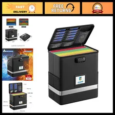 Fireproof Document Storage Box with Lock, Collapsible Organizer for Letter Files