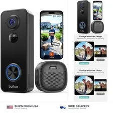 BOIFUN Video Doorbell Camera Wireless, 180° Wide View, 2K, No Subscription | ...