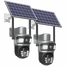 2PCS 4MP+4MP Solar Wireless WiFi Outdoor PTZ Home Security Camera System