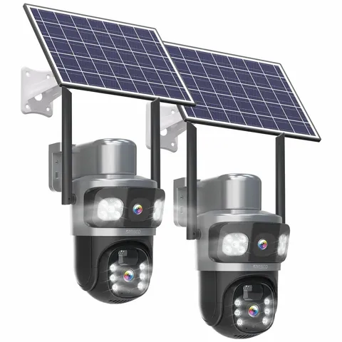 2PCS 4MP+4MP Solar Wireless WiFi Outdoor PTZ Home Security Camera System