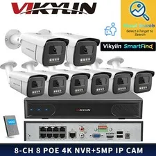 VIKYLIN SmartFind 8POE 8CH NVR CCTV System Full Color MIC 5MP Network Camera Lot