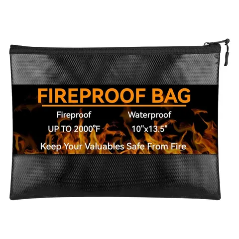 Fireproof Waterproof Document Bag Holder with Zipper for Passport 10"x13.5