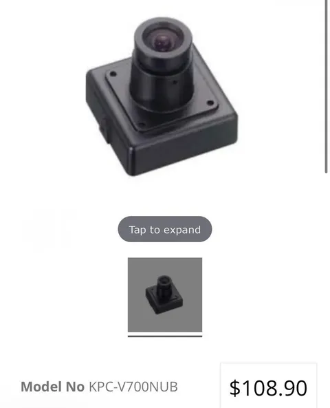 KT&C KPC-V700NUB 750TVL Mini Square Mini Board Camera 3.6mm Lens, Black