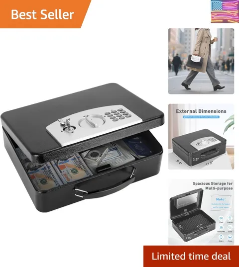Safe Box with Digital Keypad Lock, Lock Box with Code for Personal Items, Met...
