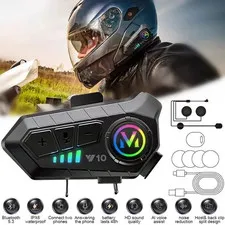 Bluetooth 5.3 Motorcycle Helmet Headset HiFi Wireless Intercom Motorbike Headpho