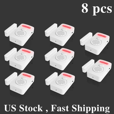 Wireless Voice Alarm Doorbell Door Windows Reminder 90dB 3-Level Volume Kid 8PCS