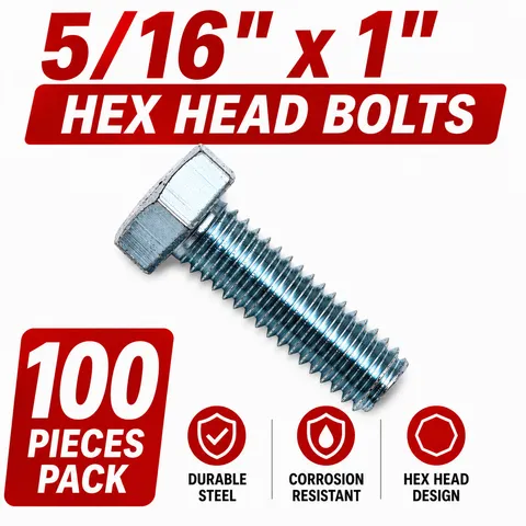 5/16″ x 1″ Hex Head Bolts Corrosion Resistant Zinc (100pcs)