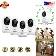 Smart 2K Home Security Cameras (4pk) - 360° View, Two-Way Talk, Alexa Compatible