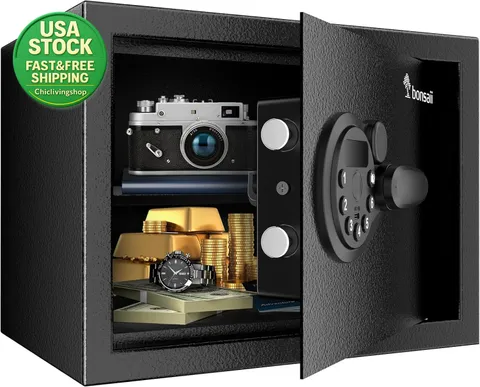 Safe Box Electronic Keypad 0.6 Cubic Feet Removable Shelf 9.84X13.78X9.8