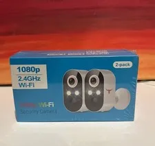 1080p Wifi Security Camera Seeing 2-Pack White with Red Bull Decal