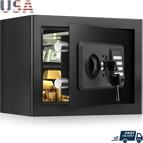 Small Safe W/ Combination Lock Anti Theft Alarm Removable Shelf Steel Security