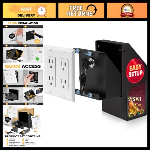 Hidden Wall Safe Electrical Outlet | Easy Install Secret Storage | Invisible Saf