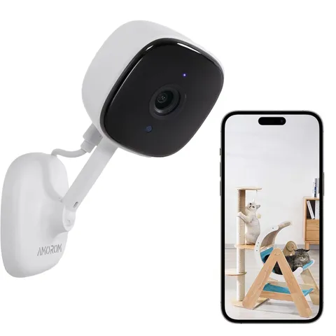 1080P Indoor Wired Security Camera - Works as a Baby Monitor & Pet Camera, Mo...