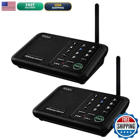 Wuloo Intercoms Wireless Home 1 Mile (5280 Feet) Range 10 - Channel, Wireless