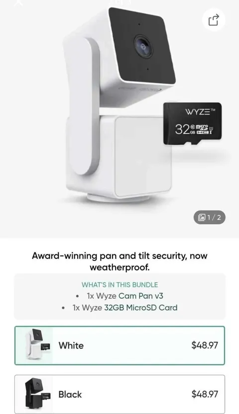 Wyze Cam Pan v3 PTZ 1080p Color Night Vision Wi-Fi Indoor/Outdoor +32GB