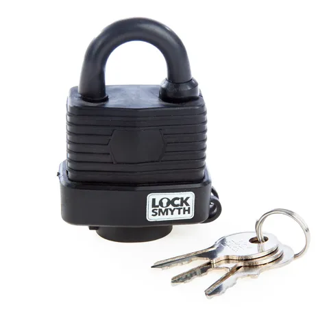 Locksmyth 40mm Weatherproof Padlock 3 Keys Brass Body Steel Shackle L2200016