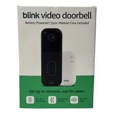 NEW Blink Video Doorbell with Sync Module Core & Battery Head-to-Toe HD - Black