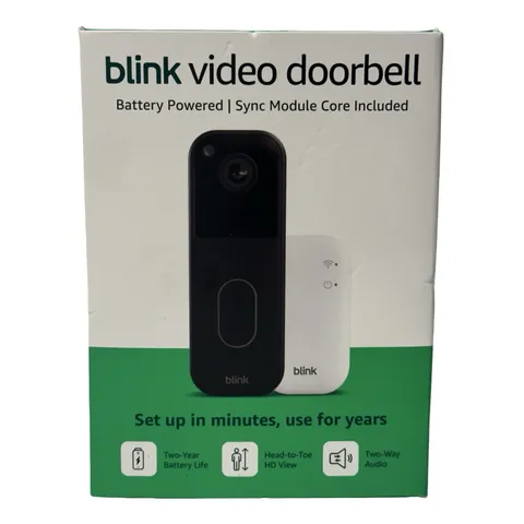 NEW Blink Video Doorbell with Sync Module Core & Battery Head-to-Toe HD - Black