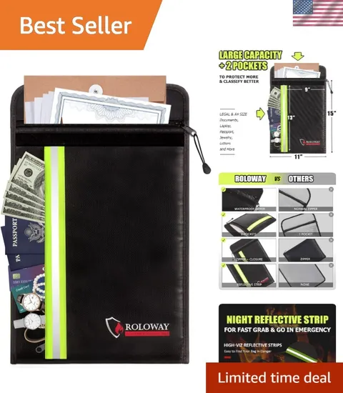 Fireproof Cash & Document Bag with Hanging Strap - Perfect for Emergencies