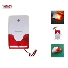 DC9 to 12V Wired Strobe Siren Red Light Sound Flash Buzzer Siren Home Securit...