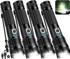 4 Pack Rechargeable LED Flashlights High Lumens Super Bright Waterproof 5 Modes