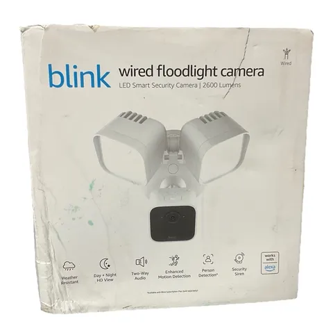 NEW Blink Wired Floodlight Camera HD Smart Security Cam Alexa Sealed - White