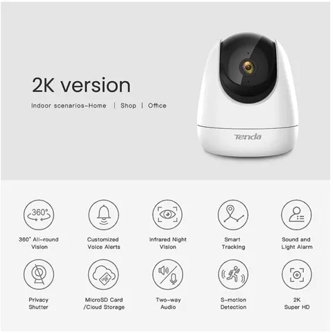 Indoor Wireless Camera with Phone App, Auto Tracking, Siren