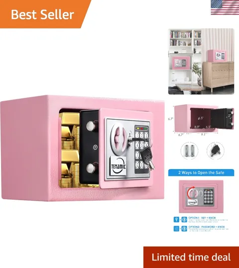 Elegant Pink Electronic Safe Box - 0.23 Cubic Feet Security for Home & Office