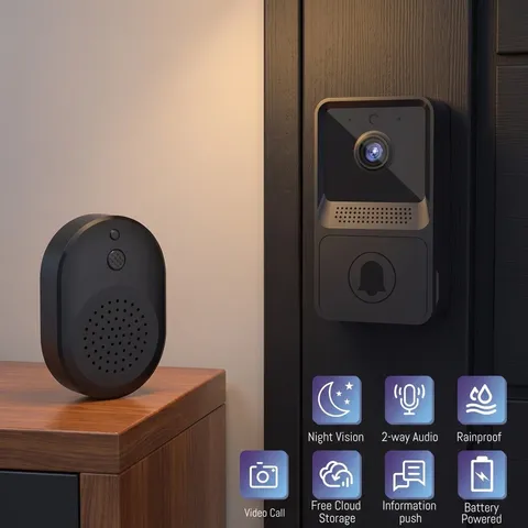 1080P Video Doorbell Camera, Infrared Night Vision, Two-Way Audio, Remote View