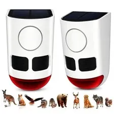 Solar Motion Sensor Alarm 129dB Loud Sound Outdoor Dog Barking - 4 Modes
